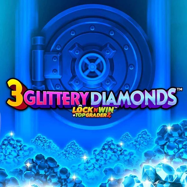Slots logo of 3 Glittery Diamonds from PearFiction Studios at Rollflame Casino