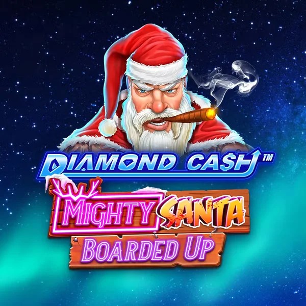 Diamond Cash Mighty Santa Boarded Up slot logo by Greentube at Rollflame Casino